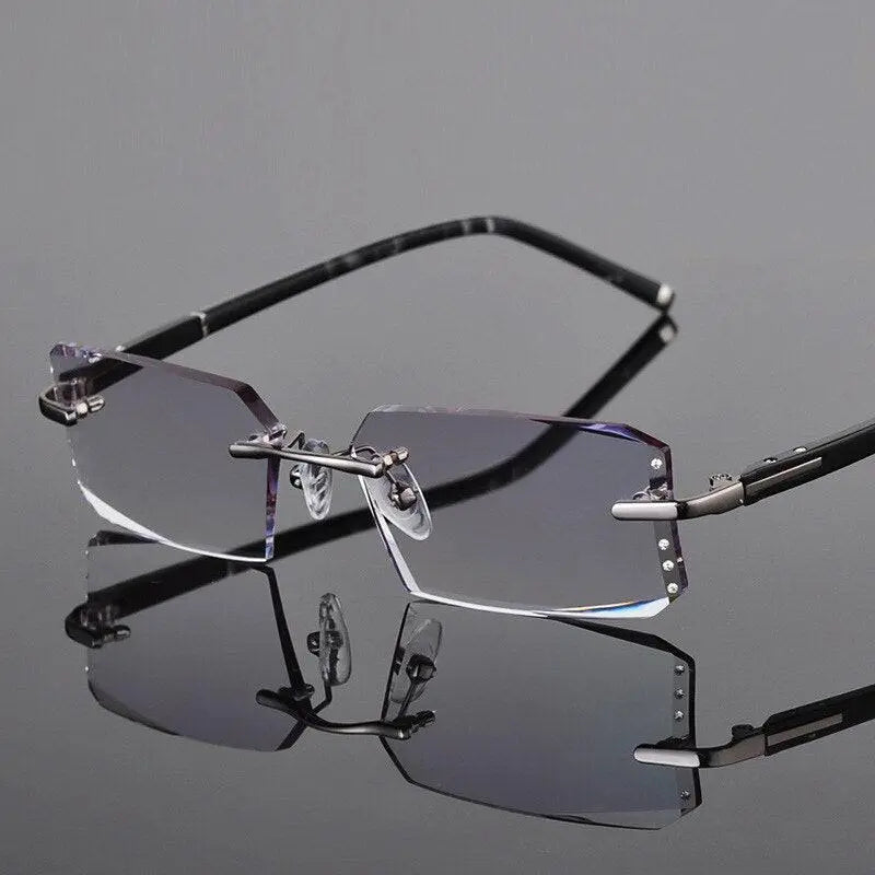 Men's Square Rimless Alloy Prescription Glasses R58003 — view 2 | Rx Spectacle