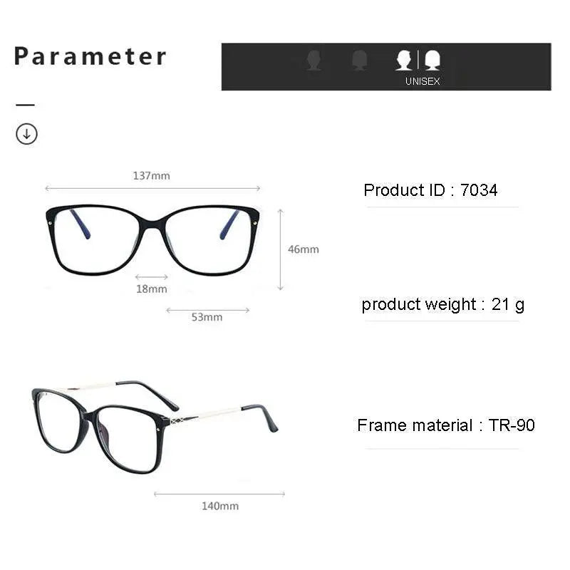 Women's Square Full Rim TR90 Prescription Glasses 7034 — view 2 | Rx Spectacle