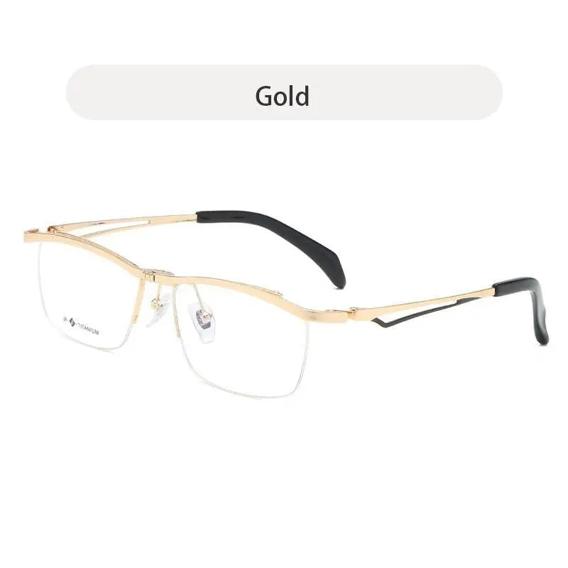 Unisex Rectangular Semi-Rimless Titanium Prescription Glasses T18044 — view 9 | Rx Spectacle