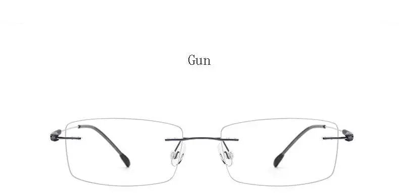 Unisex Rectangular Rimless Titanium Prescription Glasses 3125 — view 19 | Rx Spectacle