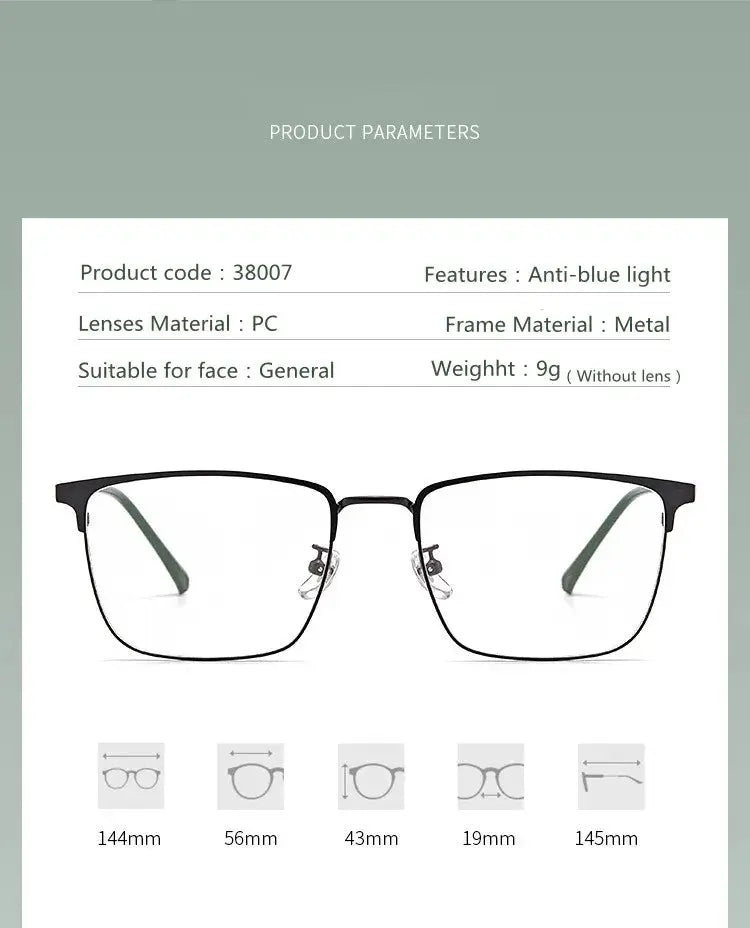 Unisex Square Full Rim Alloy Prescription Glasses 38007 — view 8 | Rx Spectacle