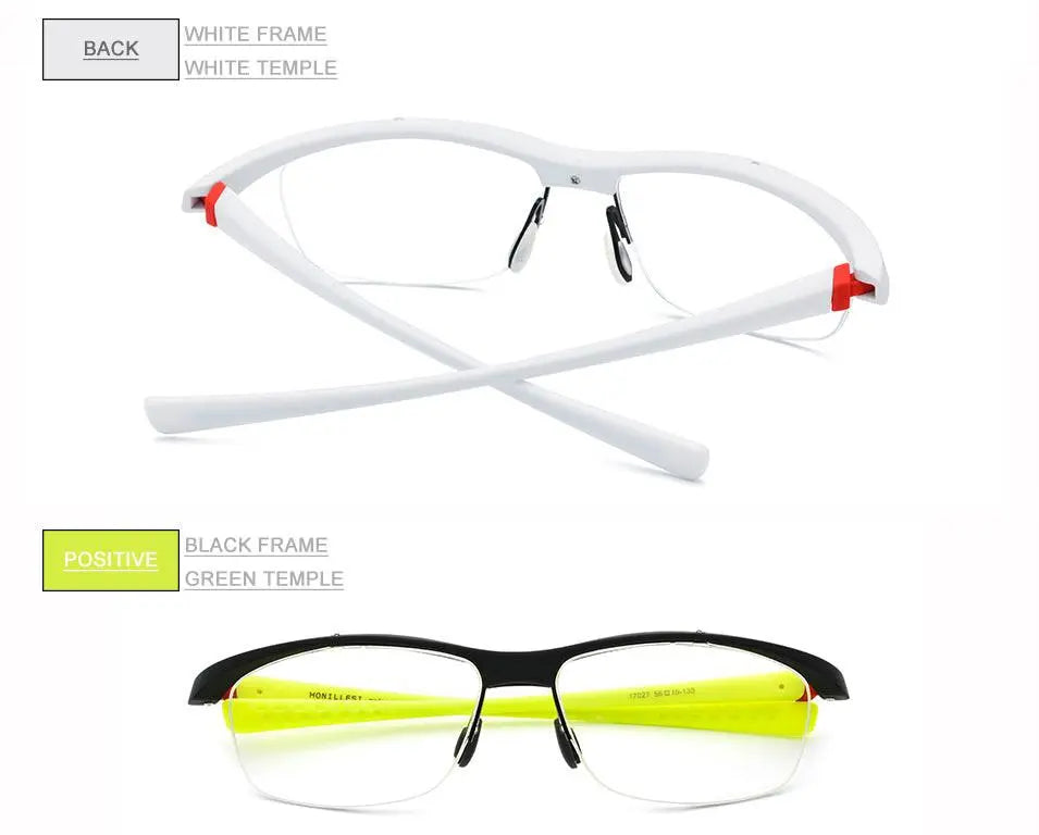Men's Rectangular Semi-Rimless TR90 Sports Glasses 7027 — view 25 | Rx Spectacle