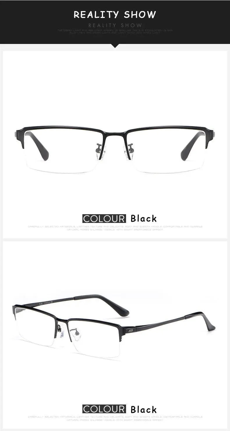 Men's Square Semi-Rimless Alloy Prescription Glasses 119 — view 10 | Rx Spectacle