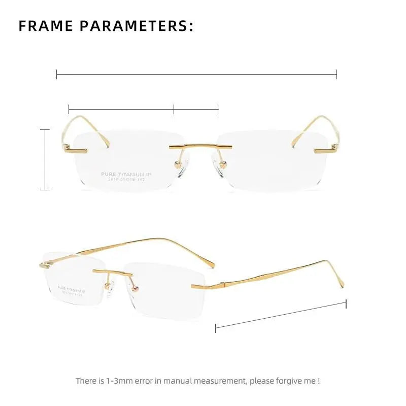 Unisex Rimless Titanium Prescription Glasses 3018 — view 5 | Rx Spectacle