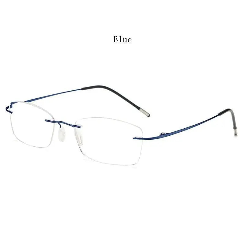 Unisex Rectangular Rimless Titanium Reading Glasses 8025 — view 4 | Rx Spectacle
