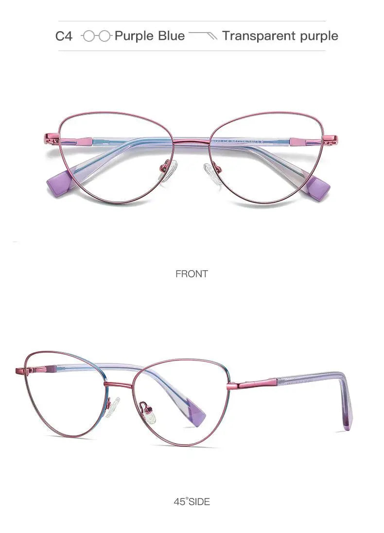 Women's Cat Eye Full Rim Alloy Prescription Glasses 3020 — view 17 | Rx Spectacle