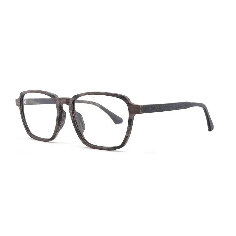 Men's Polygon Full Rim Wood Oversized Prescription Glasses 1694 — view 10 | Rx Spectacle