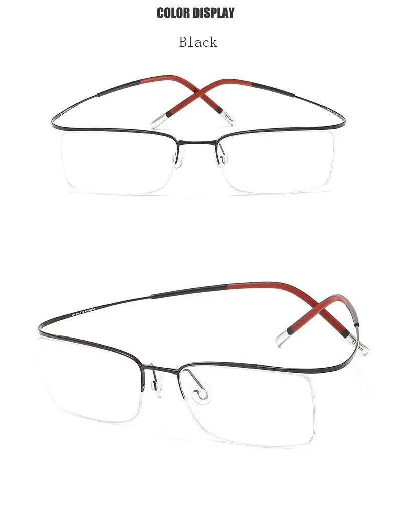 Unisex Rectangular Semi-Rimless Titanium Prescription Glasses 9256 — view 14 | Rx Spectacle