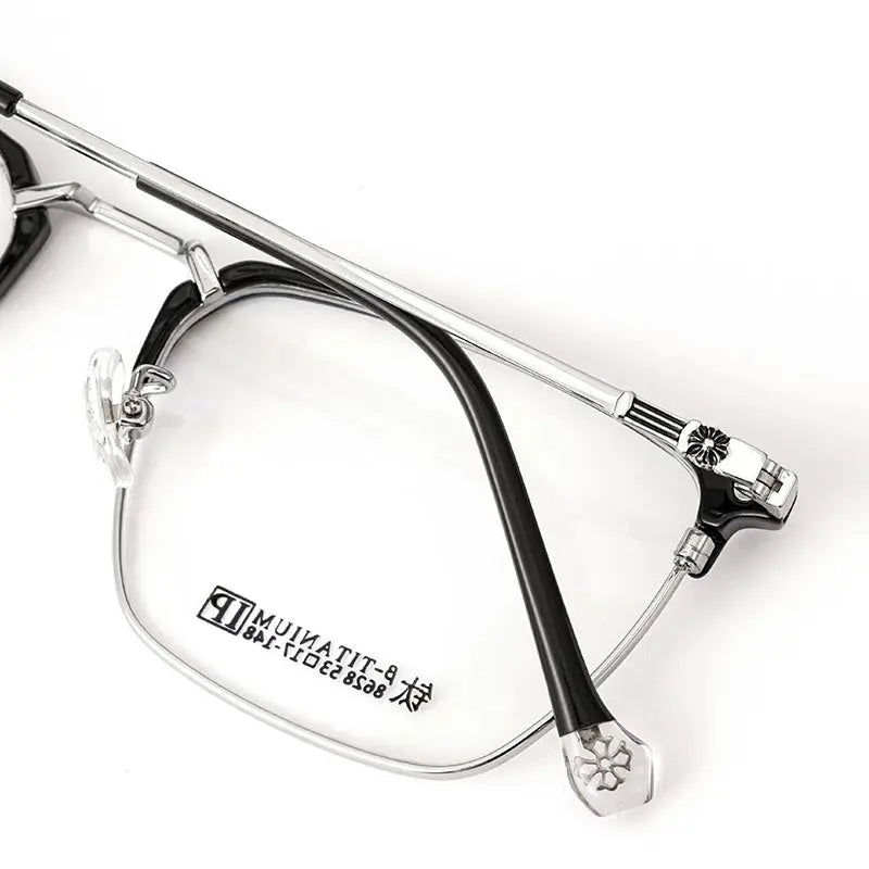 Unisex Square Full Rim Titanium Prescription Glasses 8628 — view 6 | Rx Spectacle