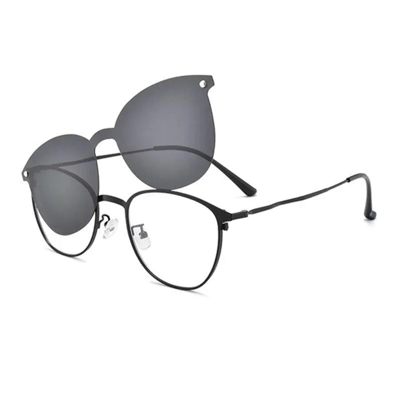 Unisex Oval Full Rim Titanium Clip-On Prescription Glasses S94002 — view 6 | Rx Spectacle