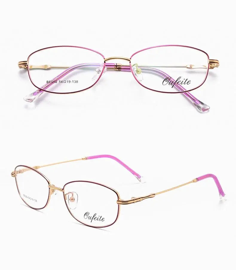 Women's Rectangular Full Rim Alloy Prescription Glasses 050 — view 11 | Rx Spectacle