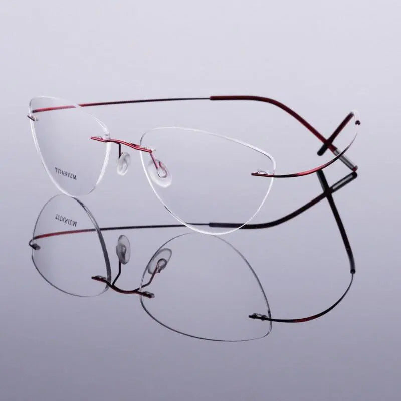 Unisex Cat Eye Rimless Titanium Prescription Glasses 20003 — view 3 | Rx Spectacle