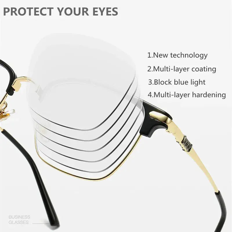 Unisex Square Full Rim Titanium Prescription Glasses 7509 — view 5 | Rx Spectacle