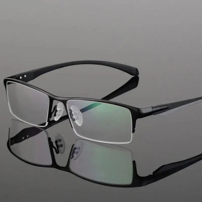 Unisex Square Semi-Rimless Alloy Prescription Glasses 69065 — view 1 | Rx Spectacle