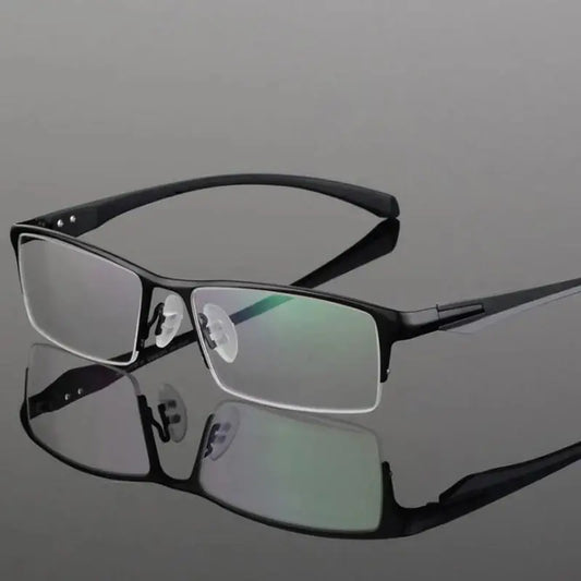 Unisex Square Semi-Rimless Alloy Prescription Glasses 69065 — view 1 | Rx Spectacle
