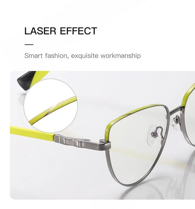 Women's Cat Eye Full Rim Alloy Prescription Glasses 3018 — view 12 | Rx Spectacle