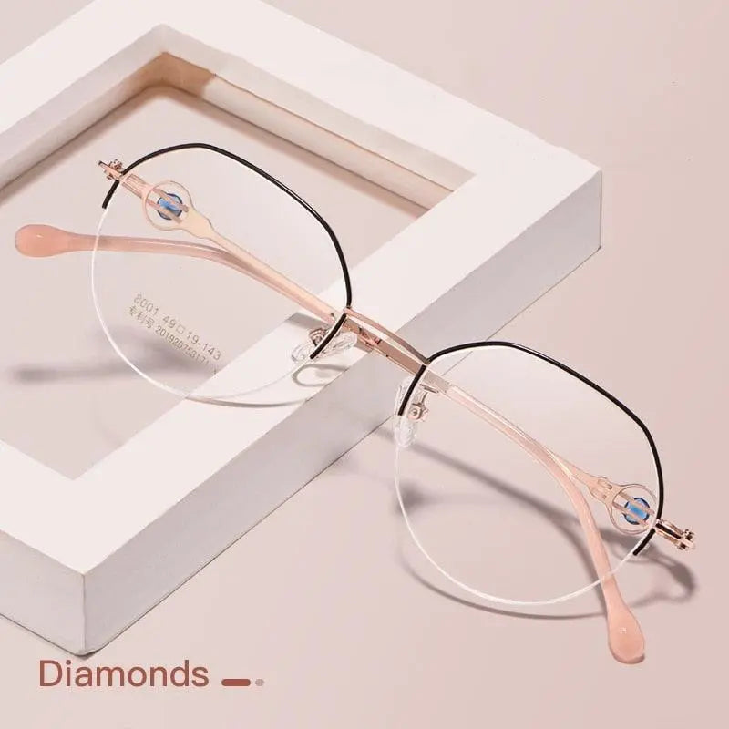 Unisex Semi-Rimless Alloy Prescription Glasses 8001Z — view 2 | Rx Spectacle