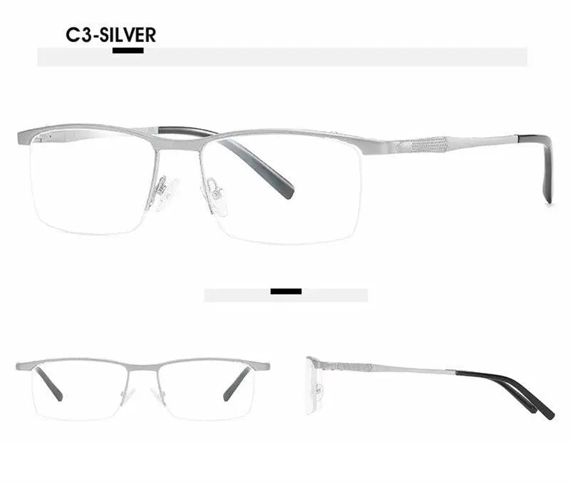 Unisex Square Semi-Rimless Alloy Prescription Glasses 6303 — view 13 | Rx Spectacle