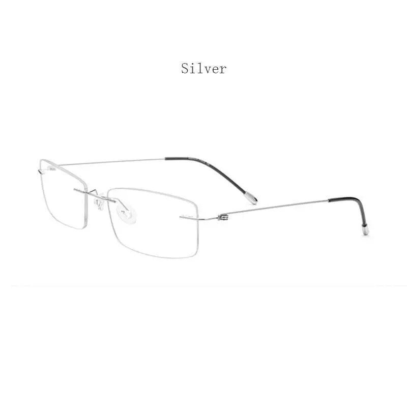Women's Rectangular Rimless Titanium Prescription Glasses P8361 — view 8 | Rx Spectacle