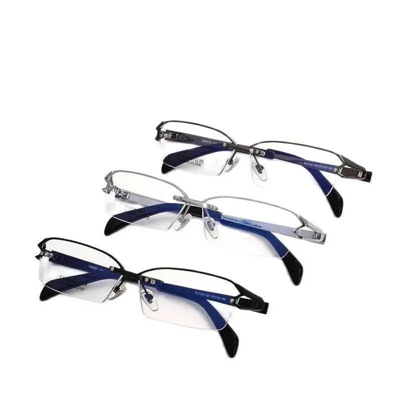 Unisex Oval Semi-Rimless Titanium Prescription Glasses 41143 — view 1 | Rx Spectacle