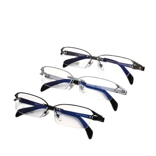 Unisex Oval Semi-Rimless Titanium Prescription Glasses 41143 — view 1 | Rx Spectacle