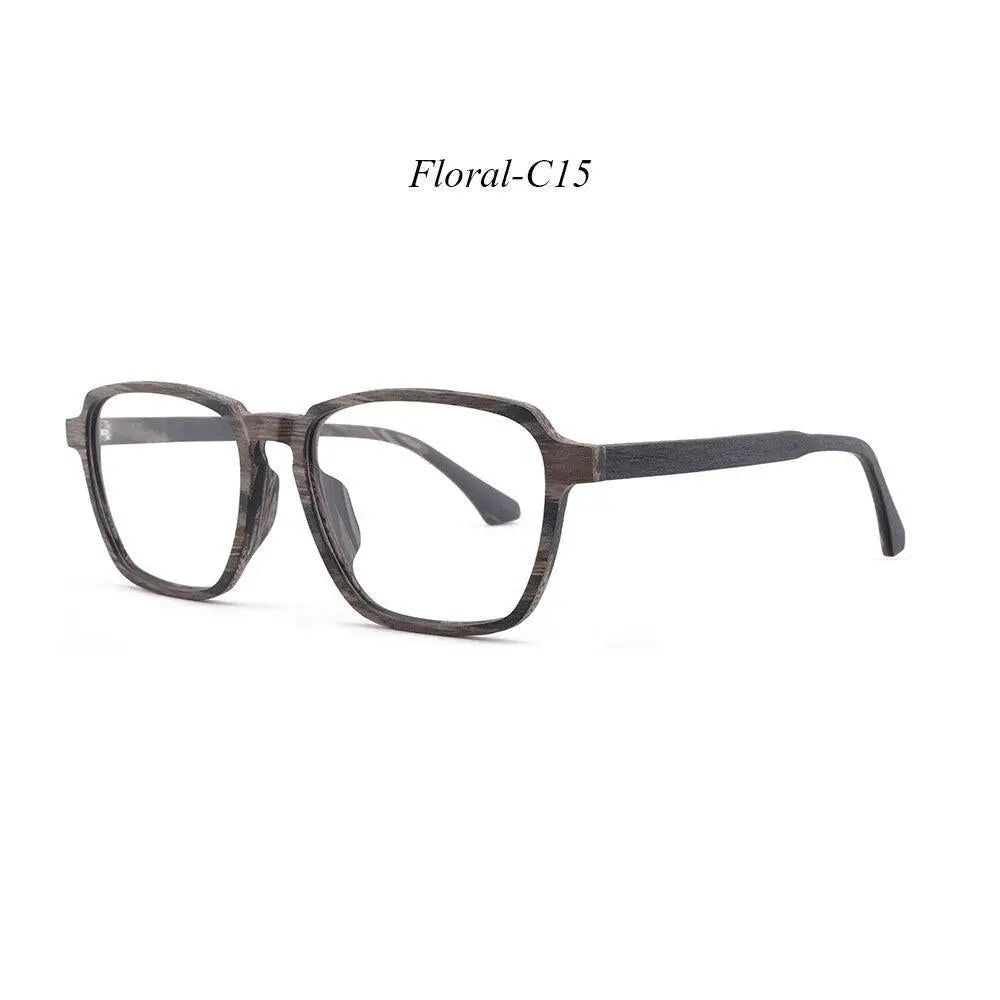 Men's Polygon Full Rim Wood Oversized Prescription Glasses 1694 — view 8 | Rx Spectacle