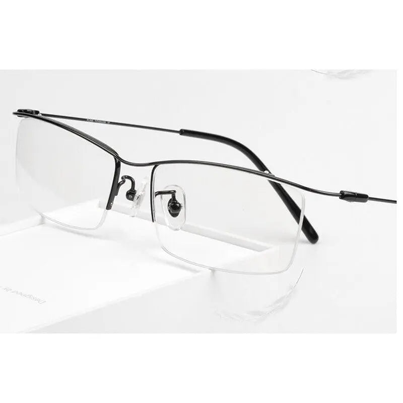 Men's Browline Half Rim Titanium Prescription Glasses Ej1010 — view 6 | Rx Spectacle