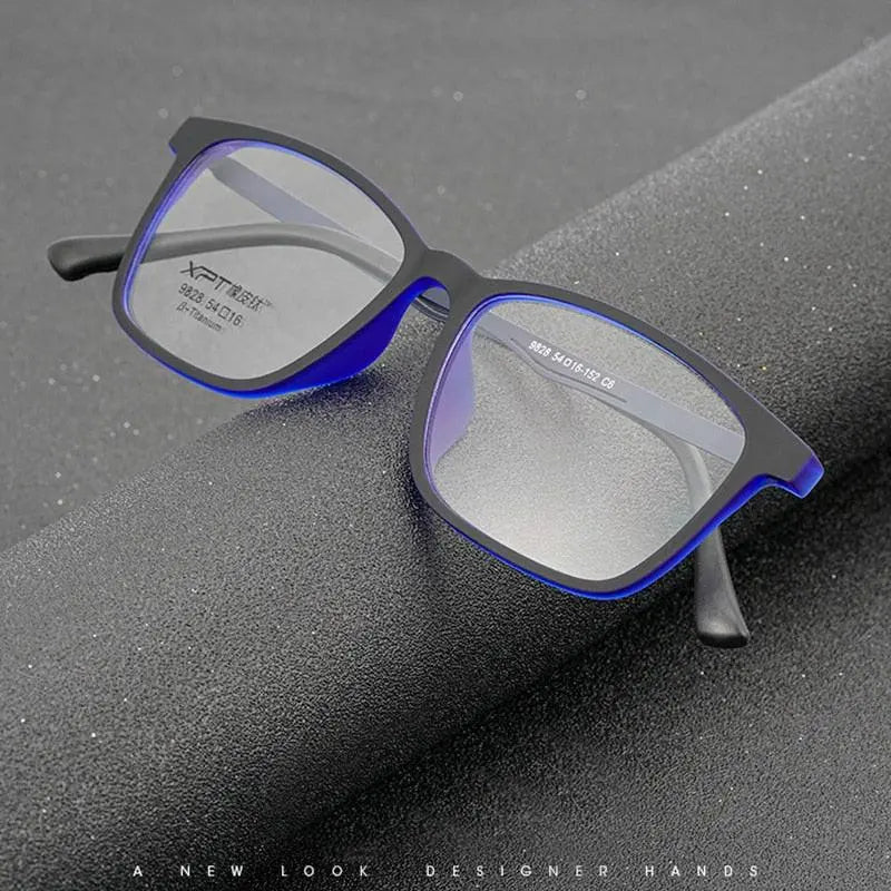 Unisex Square Full Rim Titanium Prescription Glasses 9828 — view 1 | Rx Spectacle