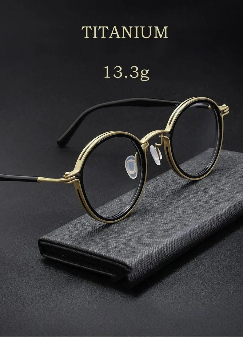Unisex Round Full Rim Titanium Prescription Glasses H33088 — view 11 | Rx Spectacle