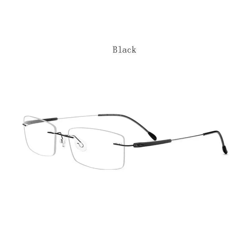 Unisex Rectangular Rimless Titanium Prescription Glasses 3125 — view 4 | Rx Spectacle