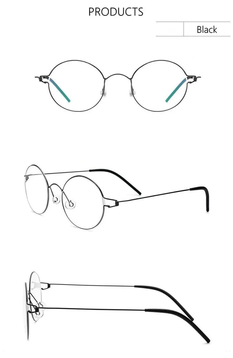 Unisex Round Full Rim Titanium Screwless Prescription Glasses 28607 — view 13 | Rx Spectacle