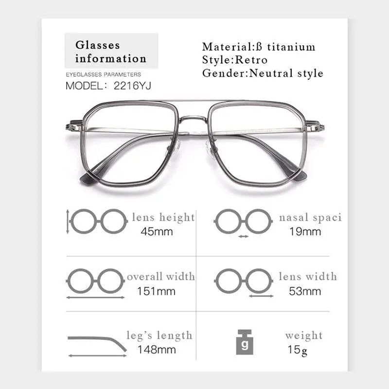 Men's Full Rim Titanium Prescription Glasses 2216yj — view 8 | Rx Spectacle