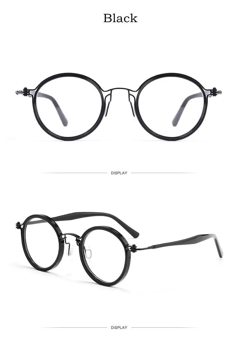 Unisex Round Full Rim Titanium Prescription Glasses H33088 — view 18 | Rx Spectacle