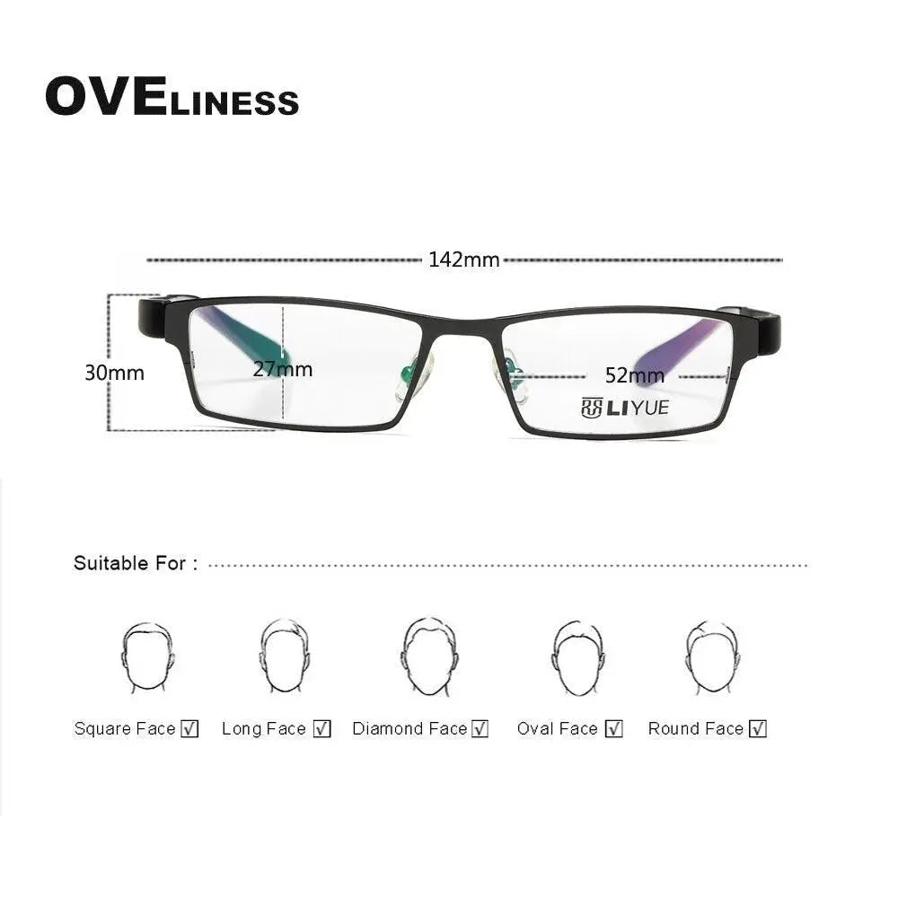 Men's Square Full Rim Alloy Prescription Glasses P9020 — view 5 | Rx Spectacle