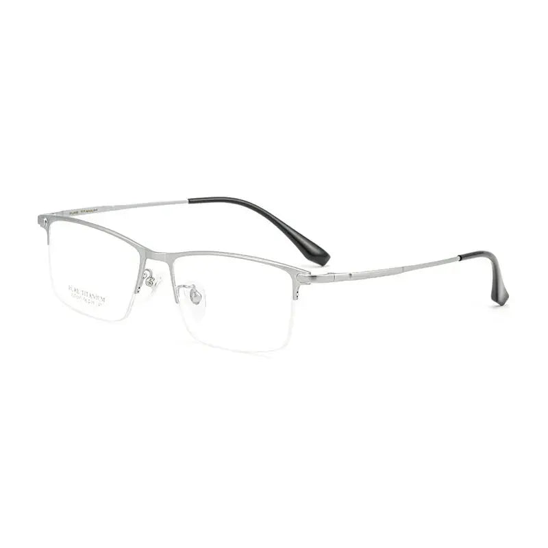 Unisex Square Semi-Rimless Titanium Oversized Prescription Glasses 79007 — view 6 | Rx Spectacle