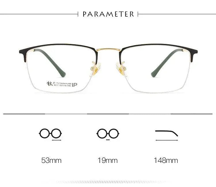 Unisex Square Semi-Rimless Titanium Prescription Glasses 8017 — view 11 | Rx Spectacle