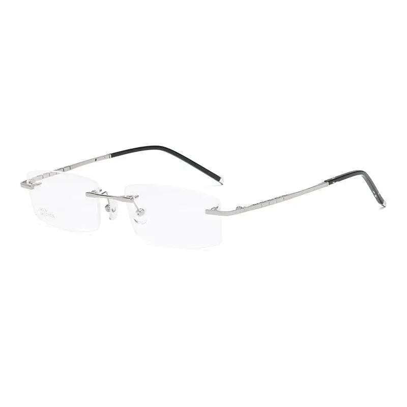 Unisex Square Rimless Titanium Prescription Glasses 58076 — view 11 | Rx Spectacle