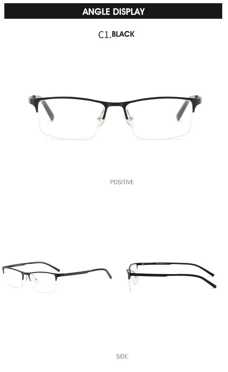 Men's Square Semi-Rimless Titanium Prescription Glasses P6342 — view 10 | Rx Spectacle