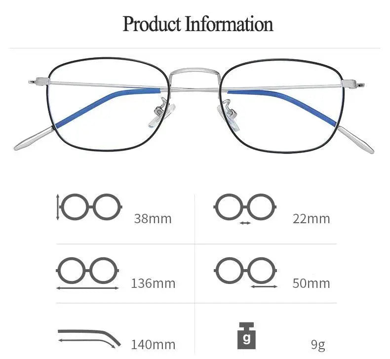 Unisex Rectangular Full Rim Alloy Prescription Glasses Zy9951 — view 12 | Rx Spectacle
