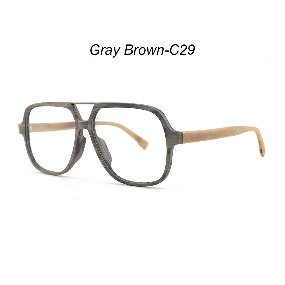 Unisex Polygon Full Rim Wood Double Bridge Prescription Glasses 6018 — view 7 | Rx Spectacle