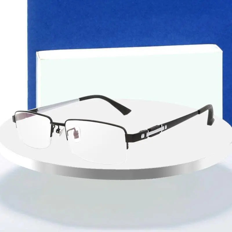 Men's Rectangular Semi-Rimless Titanium Prescription Glasses 8001 — view 2 | Rx Spectacle