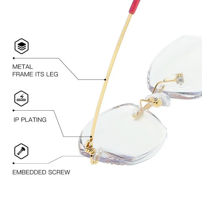 Women's Square Rimless Titanium Reading Glasses 8587 — view 4 | Rx Spectacle