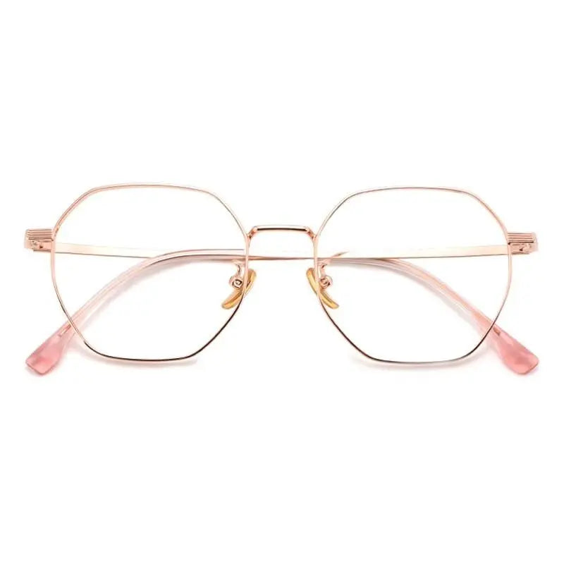 Unisex Polygon Full Rim Titanium Prescription Glasses T3903 — view 6 | Rx Spectacle