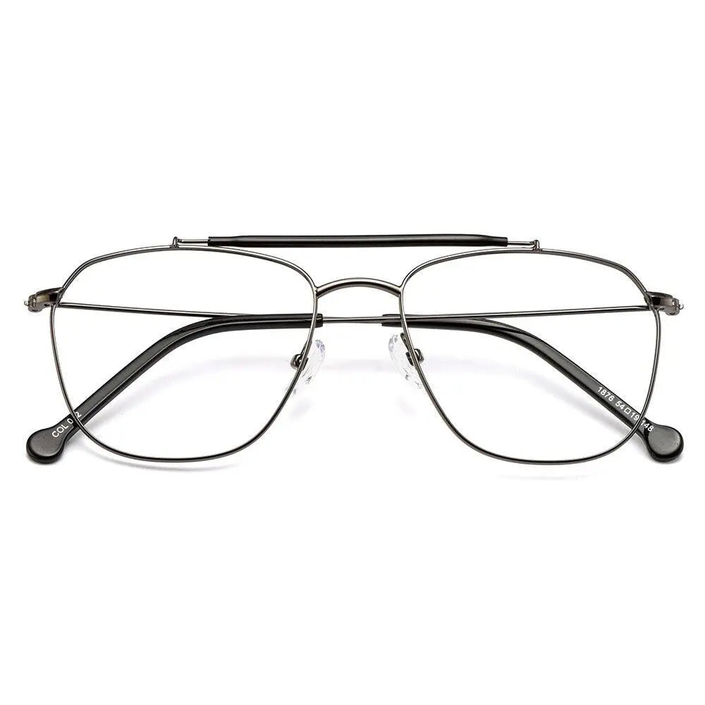 Men's Square Full Rim Alloy Double Bridge Prescription Glasses M1876 — view 2 | Rx Spectacle
