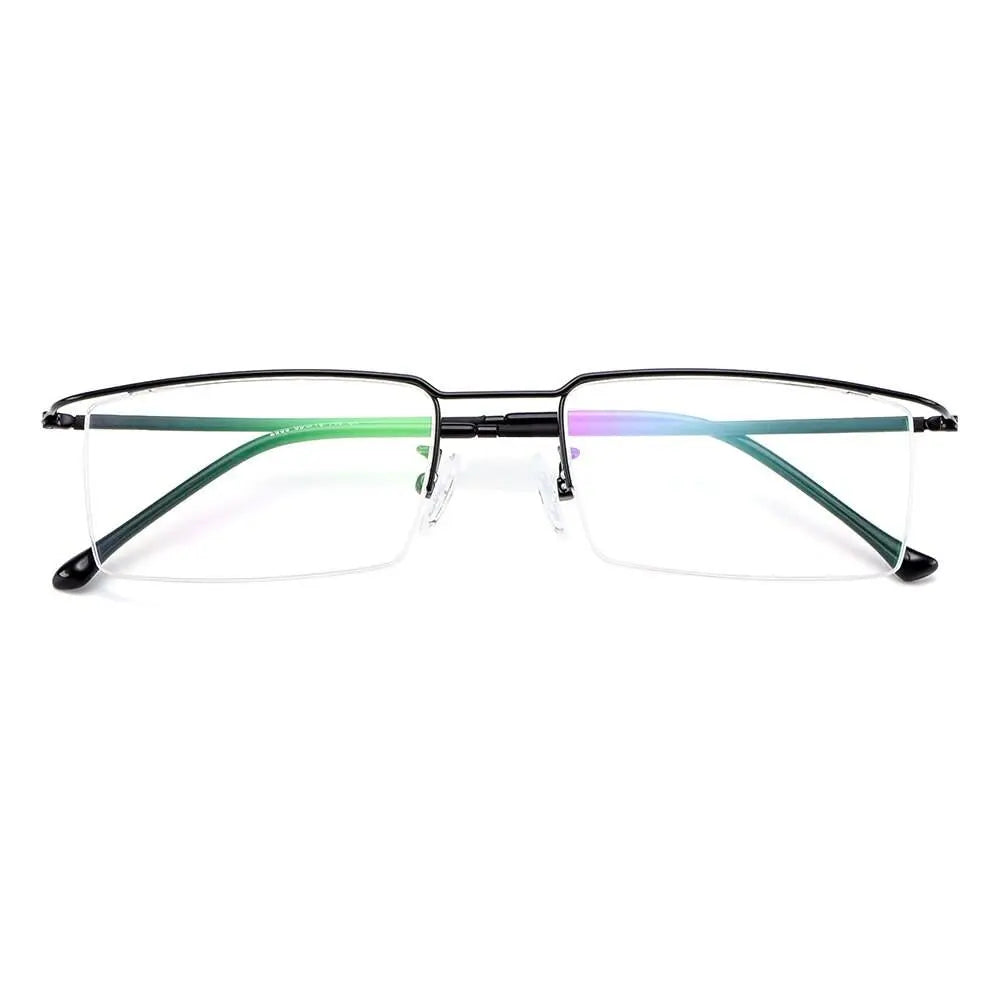 Men's Square Semi-Rimless Titanium Prescription Glasses Y2533 — view 10 | Rx Spectacle
