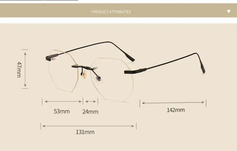 Men's Polygon Rimless Alloy Prescription Glasses 6213 — view 16 | Rx Spectacle