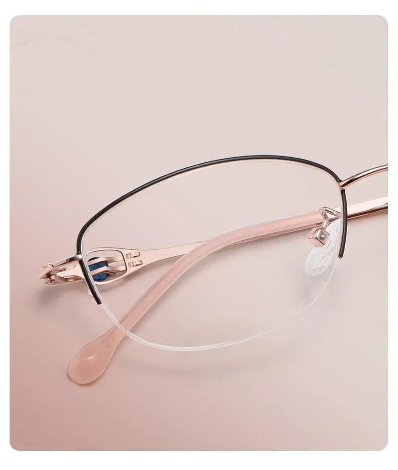 Women's Semi-Rimless Alloy Prescription Glasses 8020Z — view 12 | Rx Spectacle