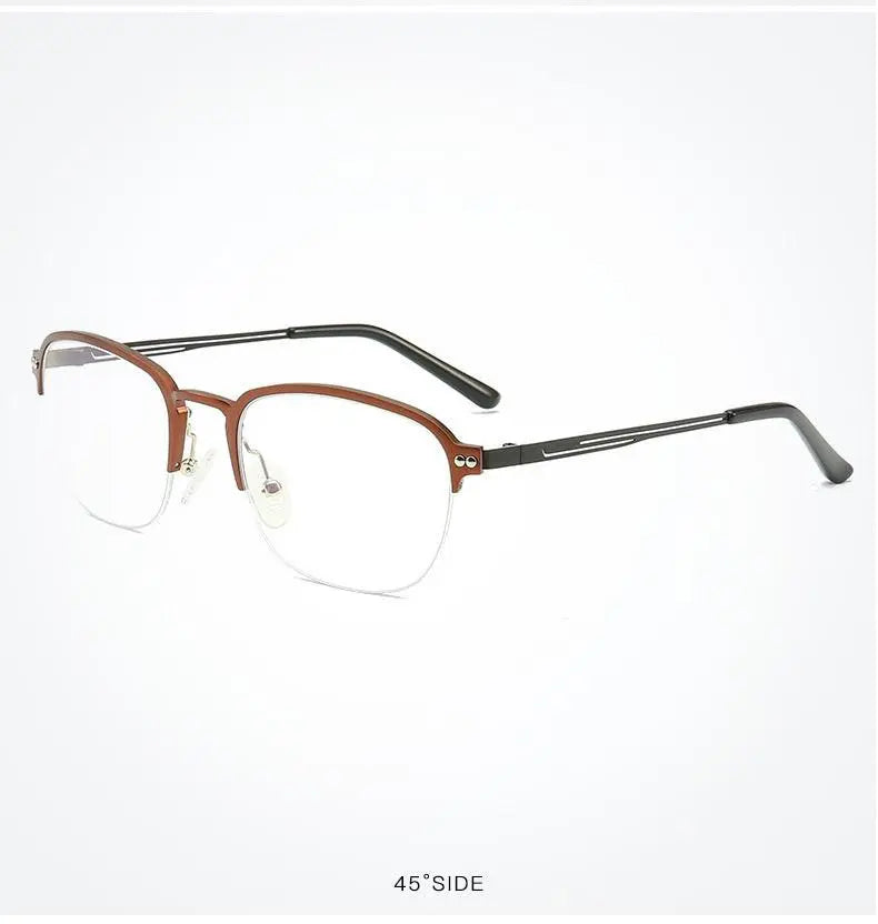 Unisex Square Semi-Rimless Titanium Prescription Glasses 6097 — view 16 | Rx Spectacle