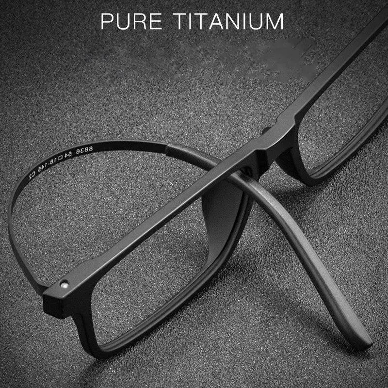 Men's Square Full Rim Titanium Prescription Glasses 8836X — view 3 | Rx Spectacle