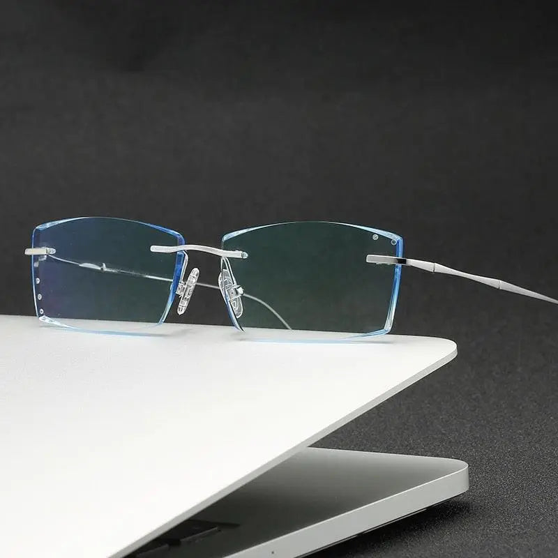 Unisex Rimless Titanium Prescription Glasses 3018 — view 2 | Rx Spectacle